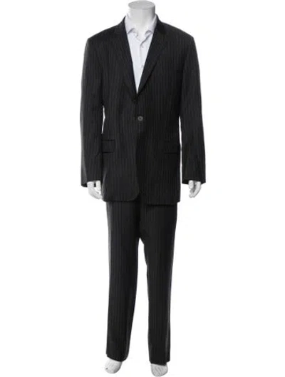 Pre-owned Dolce & Gabbana Virgin Wool Striped Two-piece Suit In Gray