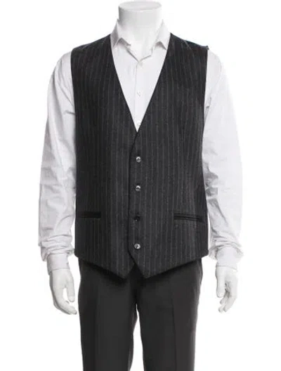 Pre-owned Dolce & Gabbana Virgin Wool Striped Vest In Black
