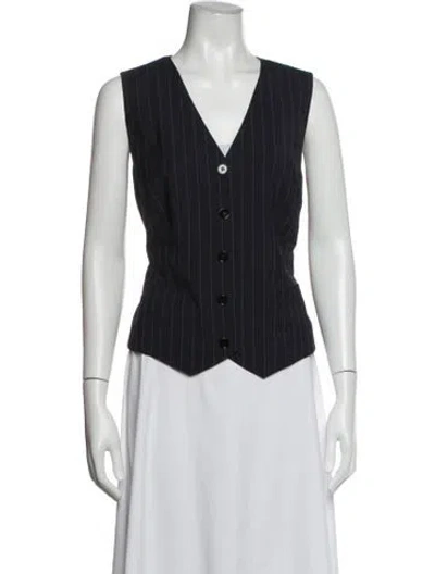 Pre-owned Dolce & Gabbana Virgin Wool Striped Vest In Blue
