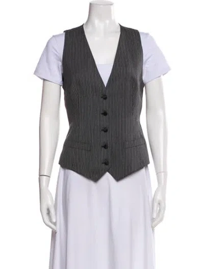 Pre-owned Dolce & Gabbana Virgin Wool Striped Vest In Gray