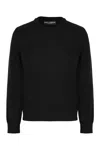 Dolce & Gabbana Men Black Sweater With Tonal Signature Logo In Silk Man In Black