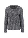 Dolce & Gabbana Textured Fabric Round Neck Long Sleeve Sweater In Gray
