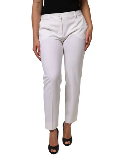 Dolce & Gabbana Virgin Wool Tapered Trousers In White