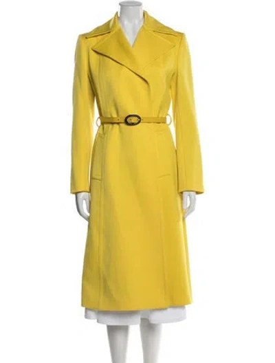 Pre-owned Dolce & Gabbana Virgin Wool Trench Coat In Yellow