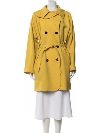 Pre-owned Dolce & Gabbana Virgin Wool Trench Coat In Yellow