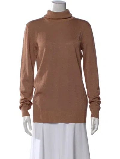 Pre-owned Dolce & Gabbana Virgin Wool Turtleneck Sweater In Gold
