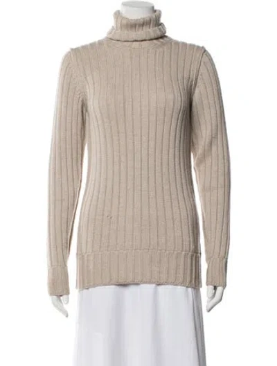 Pre-owned Dolce & Gabbana Virgin Wool Turtleneck Sweater In Neutral