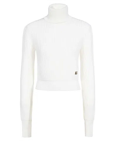 Dolce & Gabbana Virgin Wool Turtleneck Sweater In White