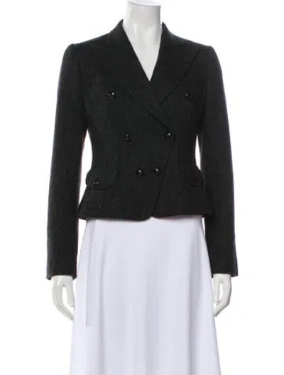 Pre-owned Dolce & Gabbana Virgin Wool Tweed Pattern Blazer In Black