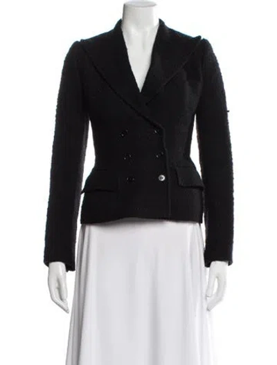 Pre-owned Dolce & Gabbana Virgin Wool Tweed Pattern Blazer In Black