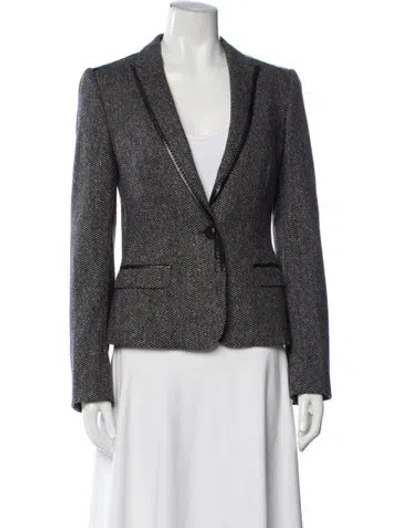 Pre-owned Dolce & Gabbana Virgin Wool Tweed Pattern Blazer In Black