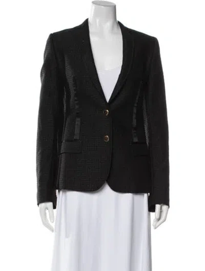 Pre-owned Dolce & Gabbana Virgin Wool Tweed Pattern Blazer In Black