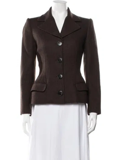 Pre-owned Dolce & Gabbana Virgin Wool Tweed Pattern Blazer In Brown