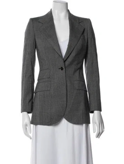 Pre-owned Dolce & Gabbana Virgin Wool Tweed Pattern Blazer In Grey