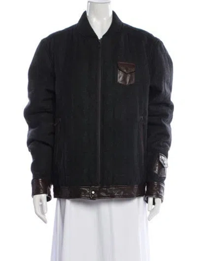 Pre-owned Dolce & Gabbana Virgin Wool Tweed Pattern Bomber Jacket In Gray