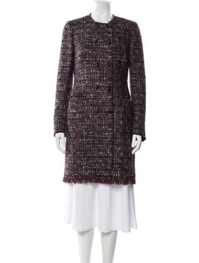 Pre-owned Dolce & Gabbana Virgin Wool Tweed Pattern Coat In Gray
