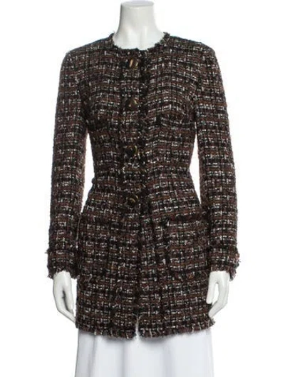 Pre-owned Dolce & Gabbana Virgin Wool Tweed Pattern Evening Jacket In Brown