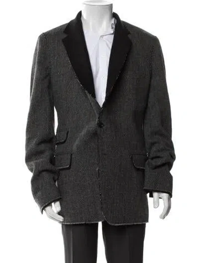 Pre-owned Dolce & Gabbana Virgin Wool Tweed Pattern Jacket In Black