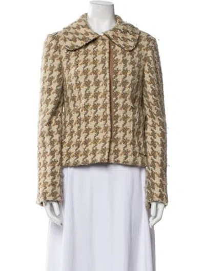 Pre-owned Dolce & Gabbana Virgin Wool Tweed Pattern Jacket In Gold