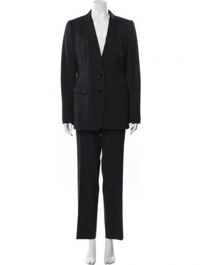 Pre-owned Dolce & Gabbana Virgin Wool Tweed Pattern Pantsuit In Black