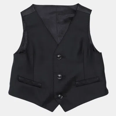 Pre-owned Dolce & Gabbana Virgin Wool Waistcoats 6 In Black