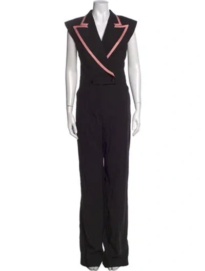 Pre-owned Dolce & Gabbana Virgin Wool V-neck Jumpsuit In Black