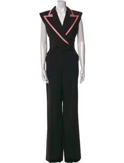 Pre-owned Dolce & Gabbana Virgin Wool V-neck Jumpsuit W/ Tags In Black