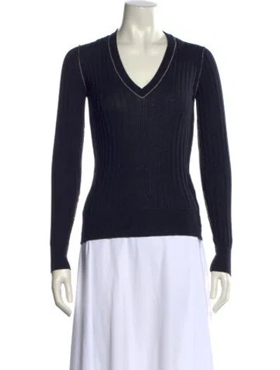 Pre-owned Dolce & Gabbana Virgin Wool V-neck Sweater In Black