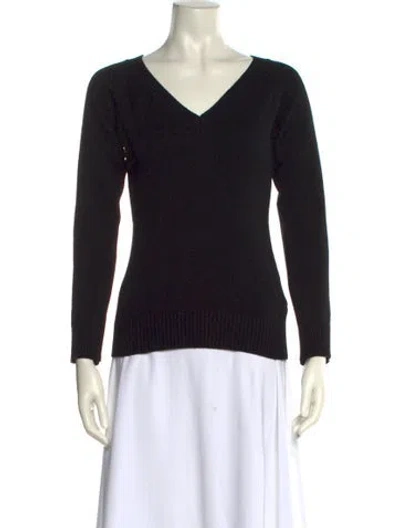 Pre-owned Dolce & Gabbana Virgin Wool V-neck Sweater In Black