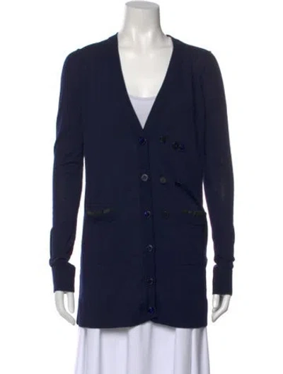 Pre-owned Dolce & Gabbana Virgin Wool V-neck Sweater In Blue