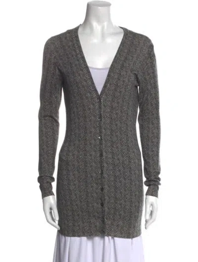 Pre-owned Dolce & Gabbana Virgin Wool V-neck Sweater In Gray