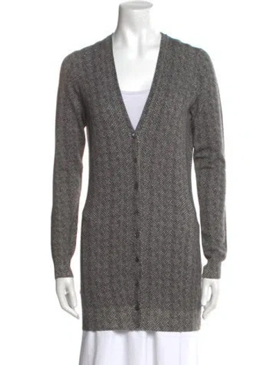 Pre-owned Dolce & Gabbana Virgin Wool V-neck Sweater In Gray