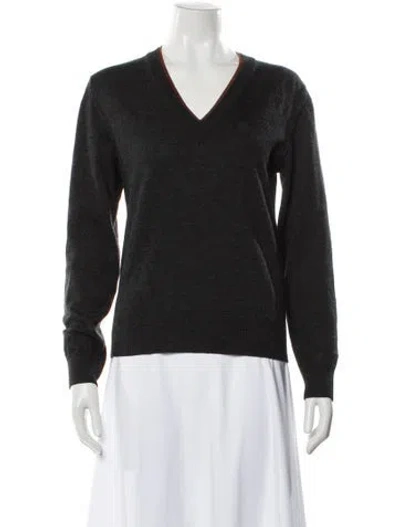 Pre-owned Dolce & Gabbana Virgin Wool V-neck Sweater In Gray