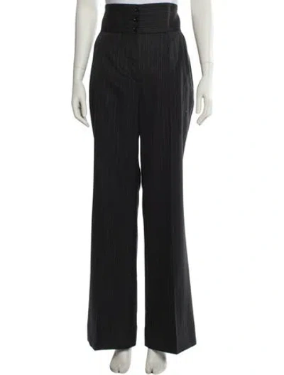 Pre-owned Dolce & Gabbana Virgin Wool Wide Leg Pants In Black