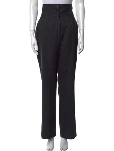 Pre-owned Dolce & Gabbana Virgin Wool Wide Leg Pants In Black