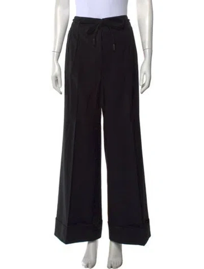 Pre-owned Dolce & Gabbana Virgin Wool Wide Leg Pants In Black