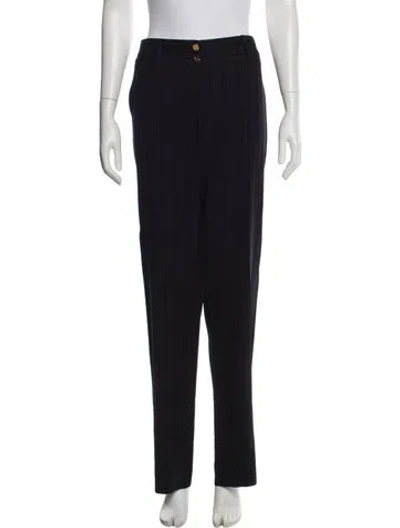 Pre-owned Dolce & Gabbana Virgin Wool Wide Leg Pants In Blue