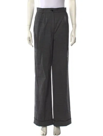 Pre-owned Dolce & Gabbana Virgin Wool Wide Leg Pants In Gray