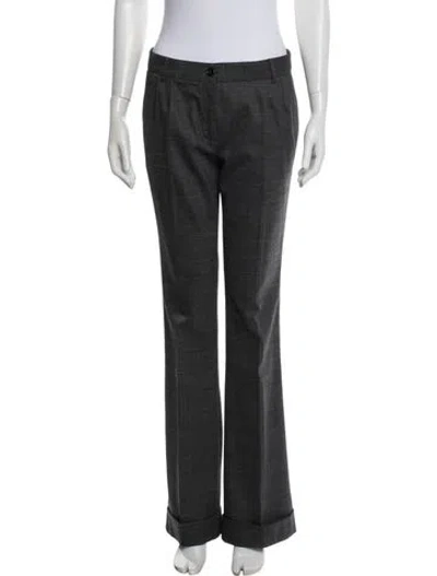 Pre-owned Dolce & Gabbana Virgin Wool Wide Leg Pants In Gray