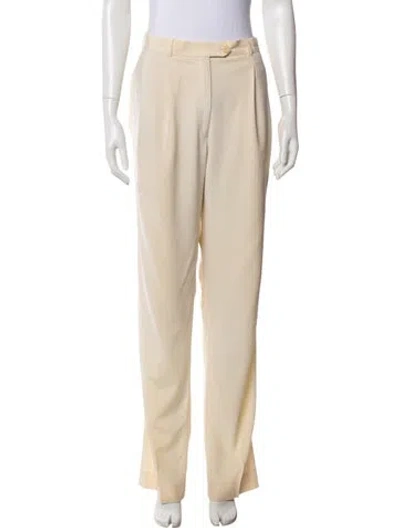 Pre-owned Dolce & Gabbana Virgin Wool Wide Leg Pants In Neutral