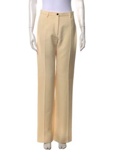 Pre-owned Dolce & Gabbana Virgin Wool Wide Leg Pants In Neutrals