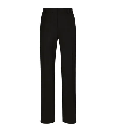 Dolce & Gabbana Straight-leg Wool Trousers In Black