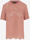 Dolce & Gabbana Dolce&gabbana Pink Lace T Shirt