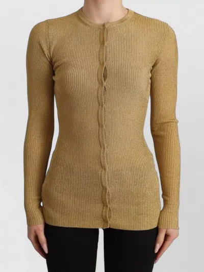 Dolce & Gabbana Viscose Blend Cardigan Sweater Wave Detail In Neutral