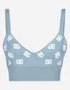 Dolce & Gabbana Jacquard Logo Cropped Top Tops Light Blue In Azure