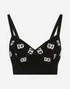 Dolce & Gabbana Top Bralette In Viscosa Con Logo Dg Jacquard In Print