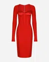 Dolce & Gabbana Red Satin And Silk Midi Dress In Red