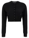 Dolce & Gabbana Crew Neck Cropped Length Cardigan In Black