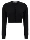 Dolce & Gabbana Crew Neck Cropped Length Cardigan In Black