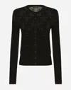 Dolce & Gabbana Viscose Cardigan With All-over Dg Logo In Black